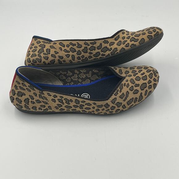 Rothy's Flats Women’s Leopard Cheetah Animal Print Red Stripe Round Toe Size 8.5 - Picture 6 of 12